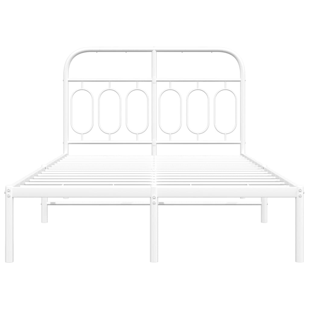 Metal Bed Frame without Mattress with Headboard White 120x190cm