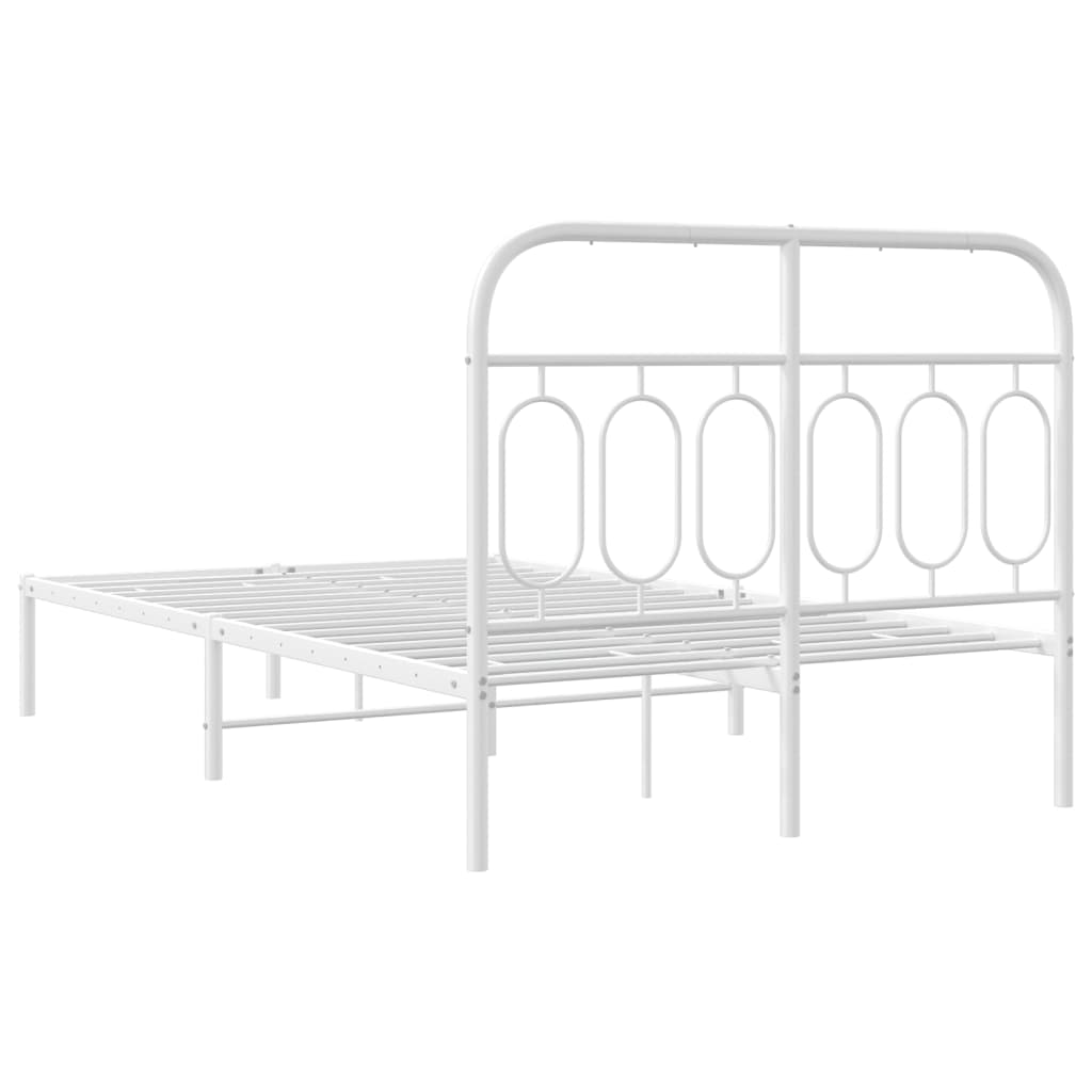 Metal Bed Frame without Mattress with Headboard White 120x190cm