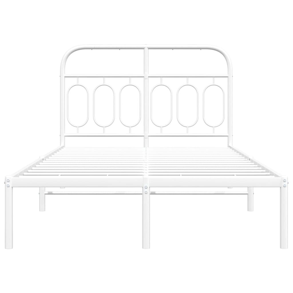 Metal Bed Frame without Mattress with Headboard White 120x200cm