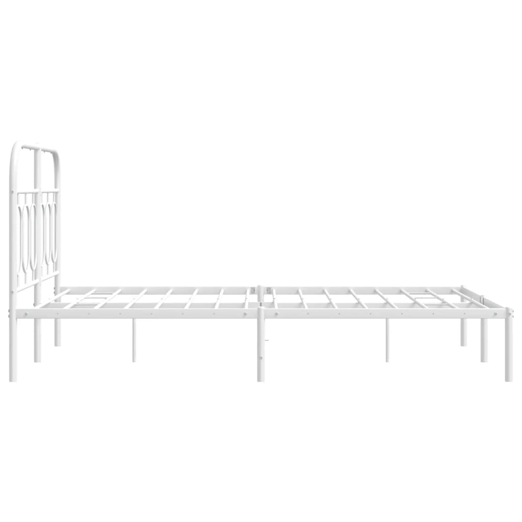 Metal Bed Frame without Mattress with Headboard White 120x200cm