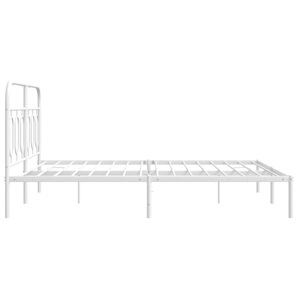 Metal Bed Frame without Mattress with Headboard White 135x190cm