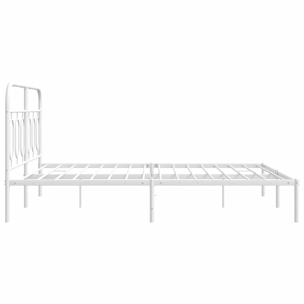 Metal Bed Frame without Mattress with Headboard White 140x190cm