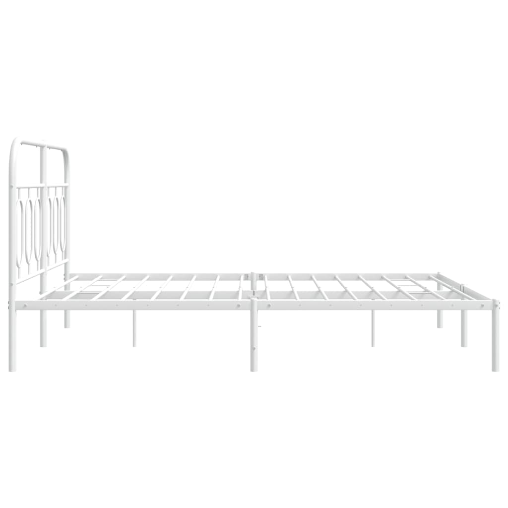 Metal Bed Frame without Mattress with Headboard White 150x200cm