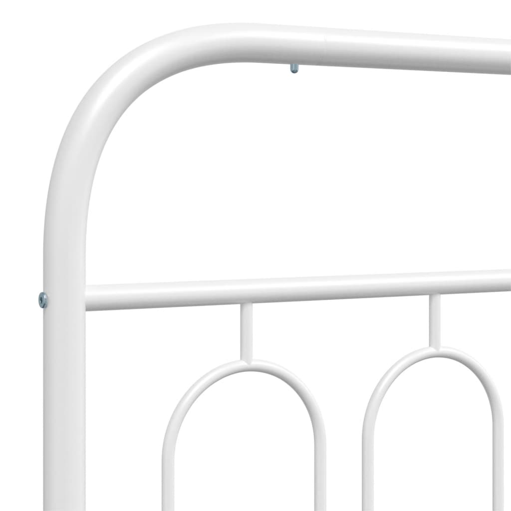 Metal Bed Frame without Mattress with Headboard White 150x200cm