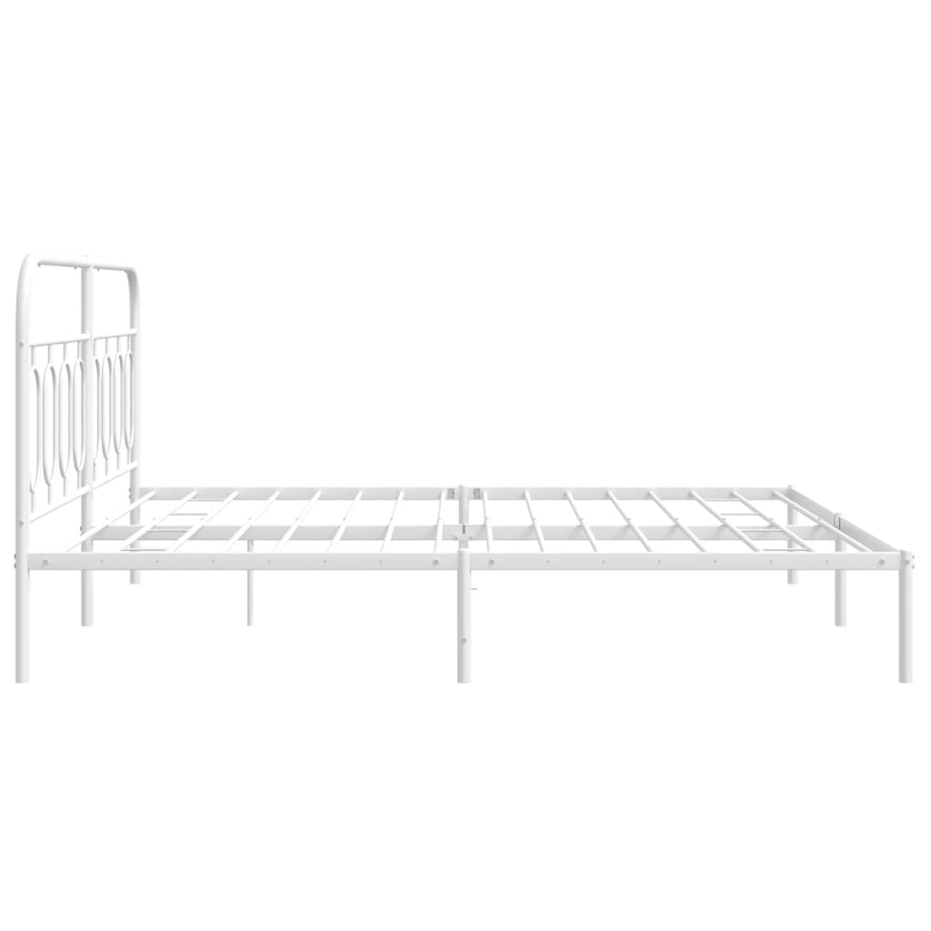 Metal Bed Frame without Mattress with Headboard White 180x200cm