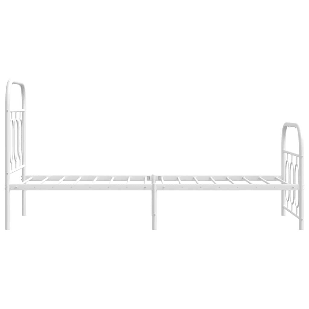Metal Bed Frame without Mattress with Footboard White 75x190cm