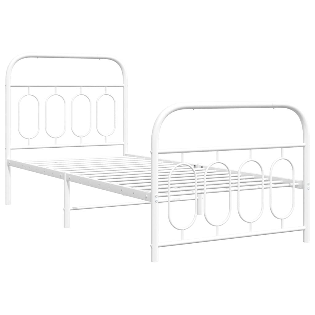 Metal Bed Frame without Mattress with Footboard White 80x200cm