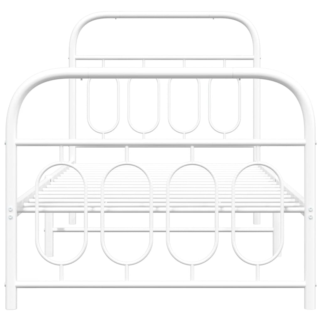 Metal Bed Frame without Mattress with Footboard White 80x200cm