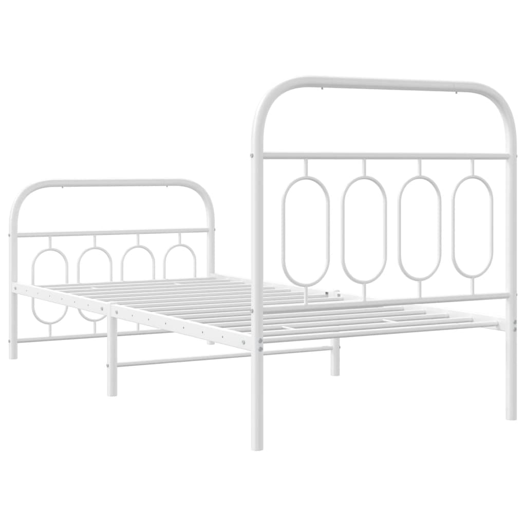 Metal Bed Frame without Mattress with Footboard White 80x200cm