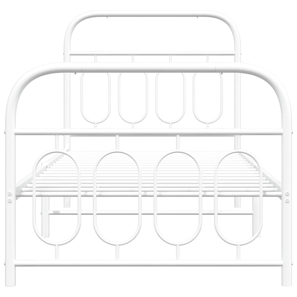 Metal Bed Frame without Mattress with Footboard White 90x190cm
