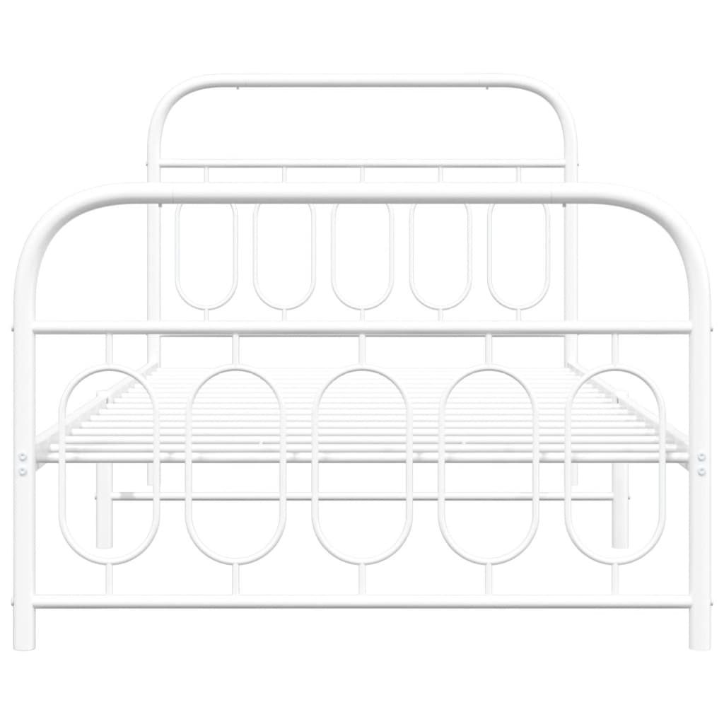 Metal Bed Frame without Mattress with Footboard White 100x190cm
