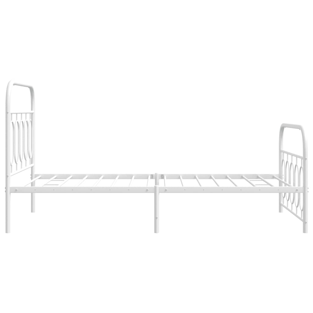 Metal Bed Frame without Mattress with Footboard White 100x190cm