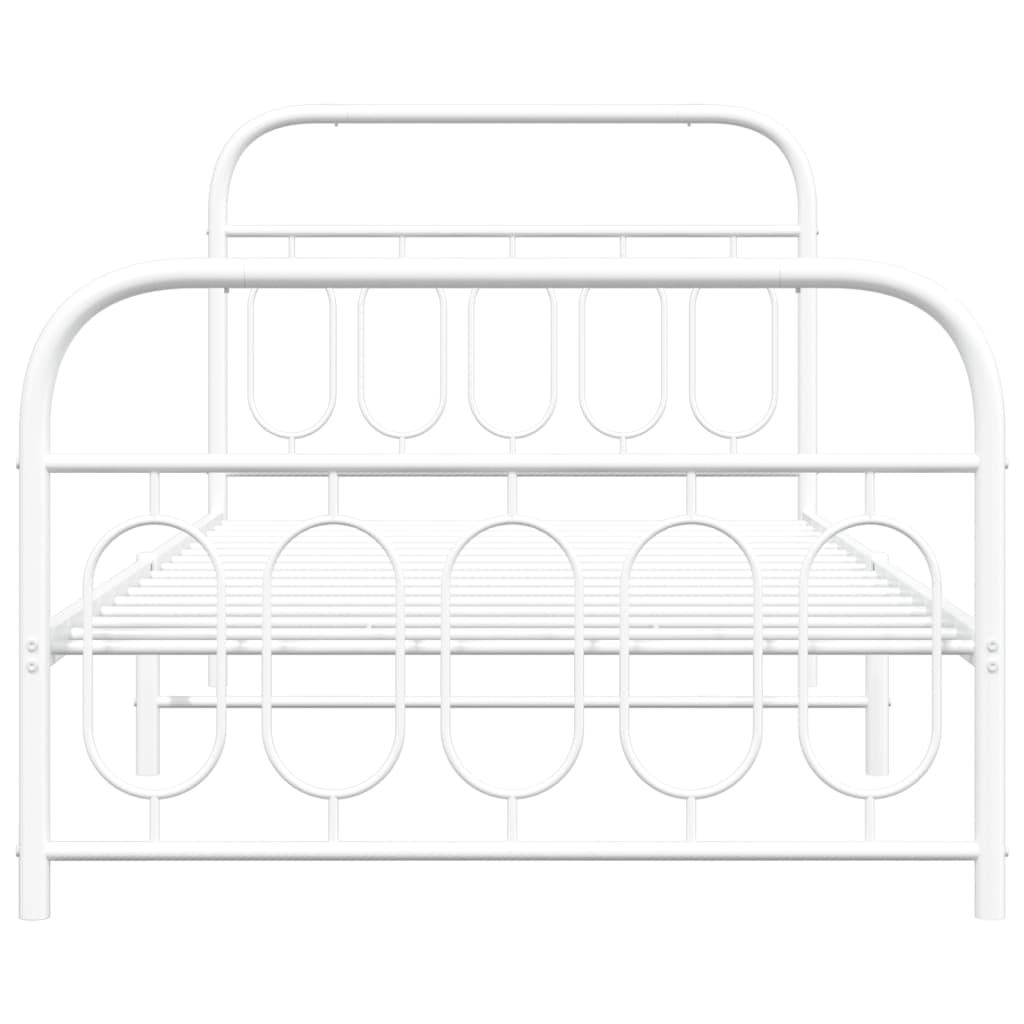 Metal Bed Frame without Mattress with Footboard White 100x200cm