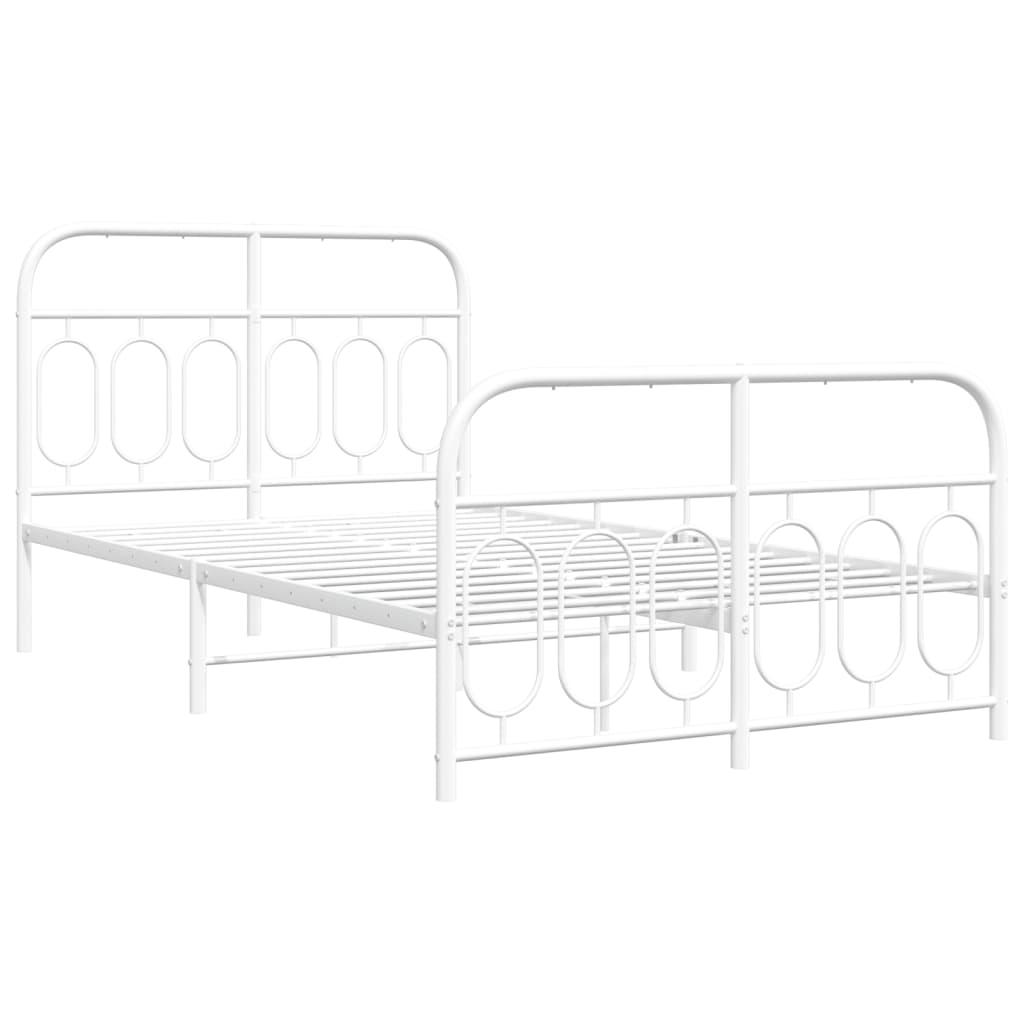 Metal Bed Frame without Mattress with Footboard White 120x190cm