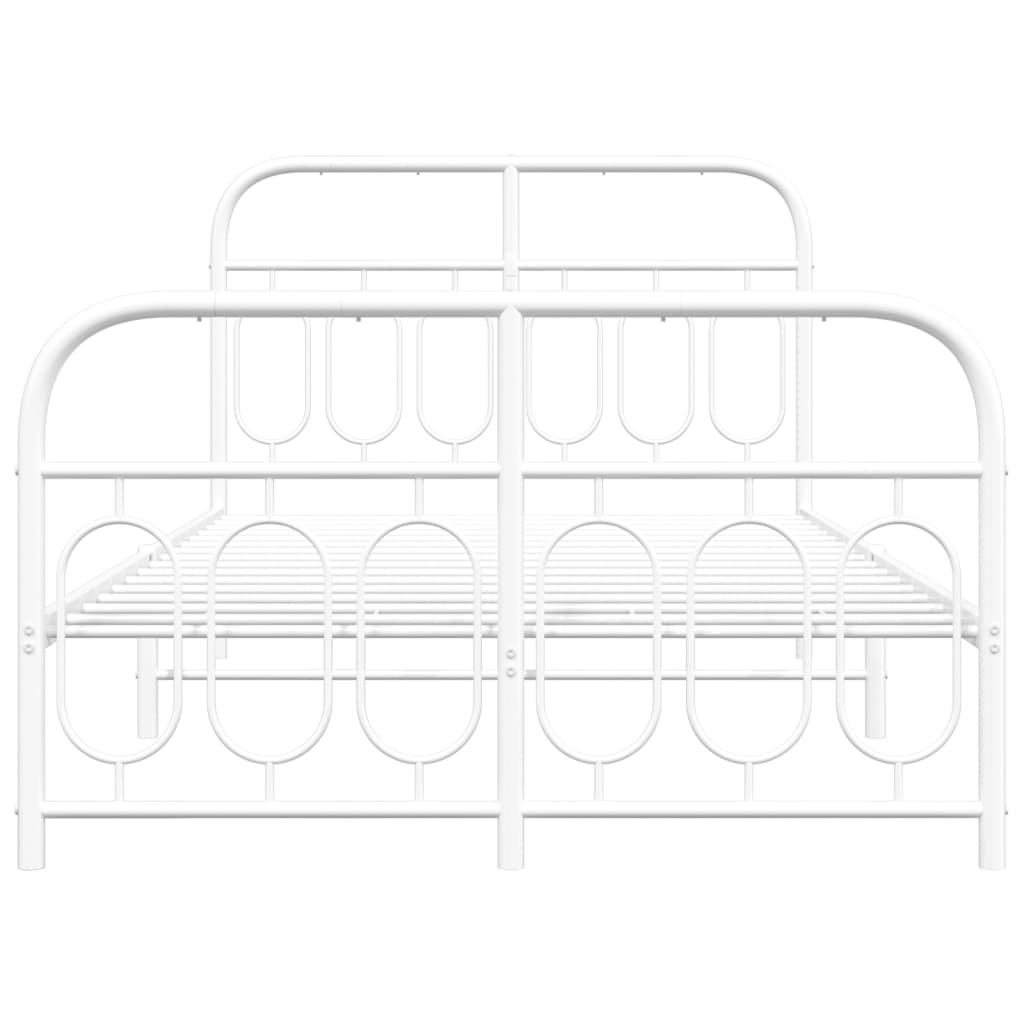Metal Bed Frame without Mattress with Footboard White 120x190cm