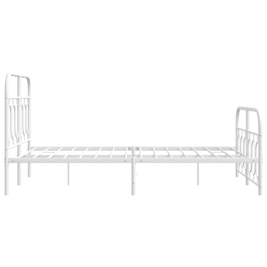 Metal Bed Frame without Mattress with Footboard White 120x190cm