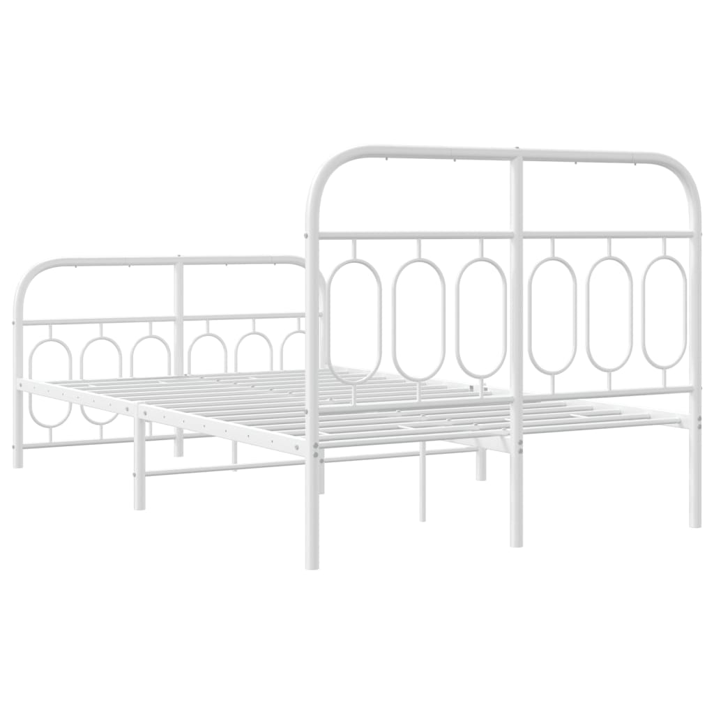 Metal Bed Frame without Mattress with Footboard White 120x190cm