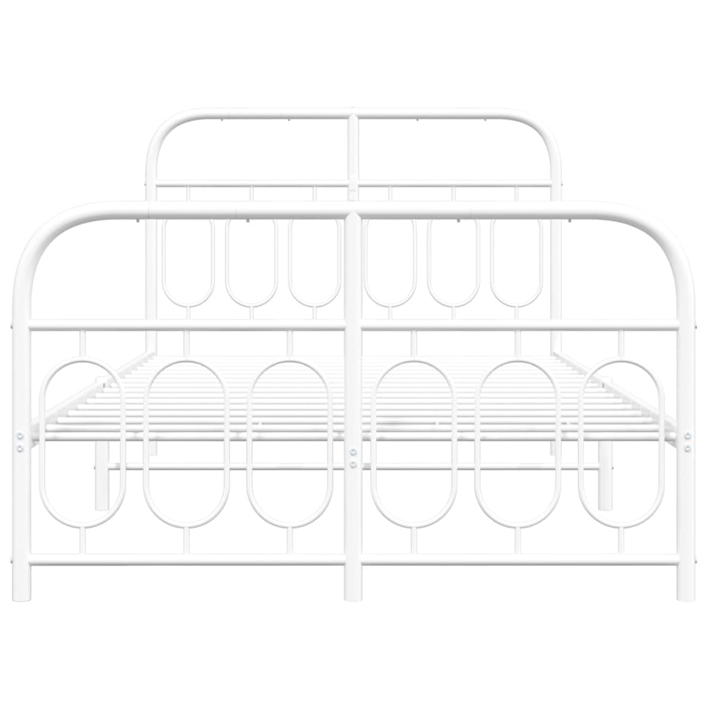 Metal Bed Frame without Mattress with Footboard White 120x200cm