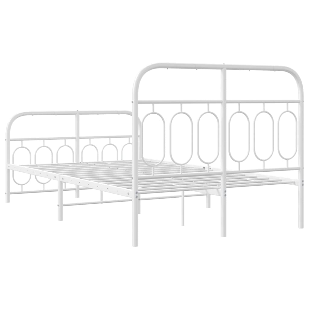 Metal Bed Frame without Mattress with Footboard White 120x200cm