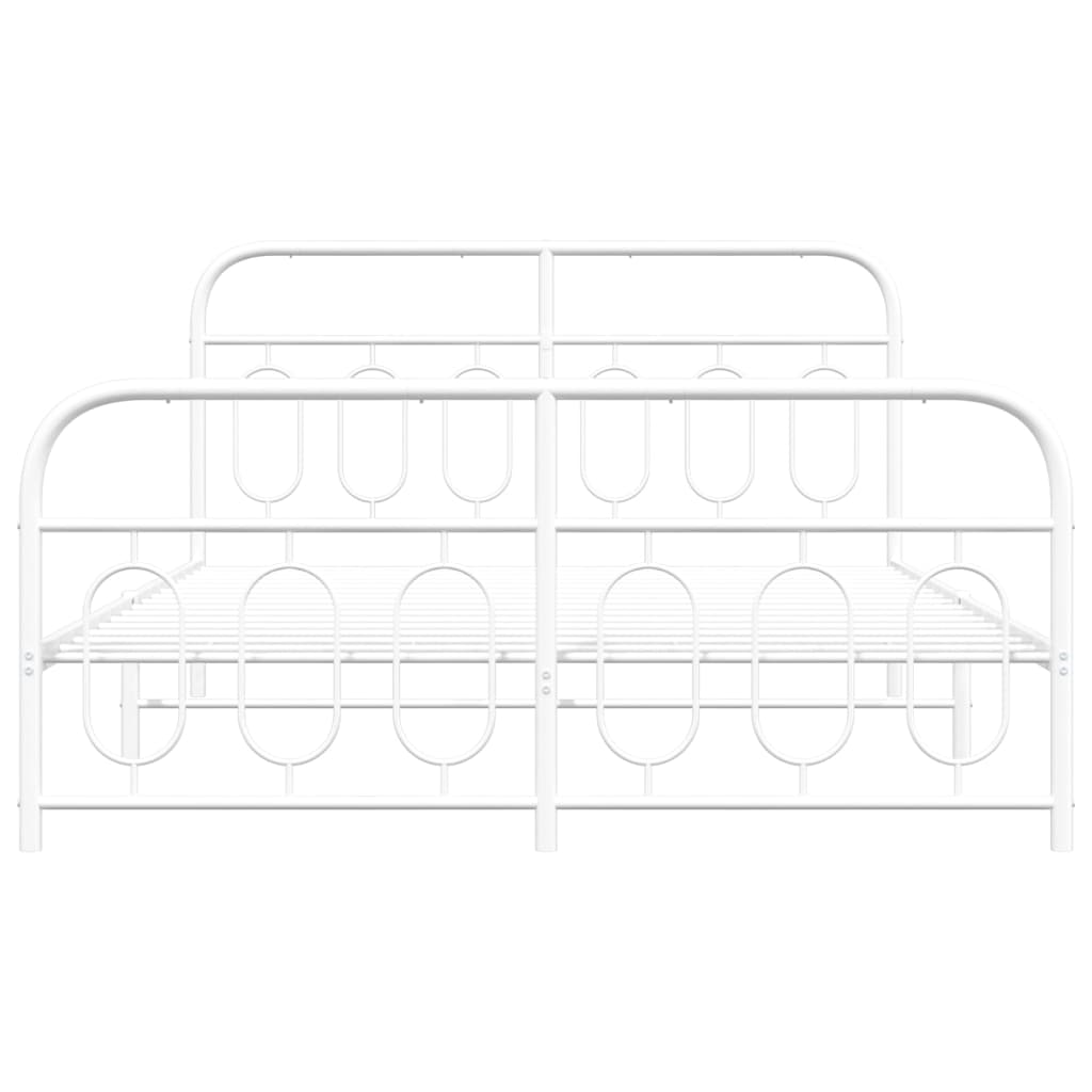 Metal Bed Frame without Mattress with Footboard White 135x190cm