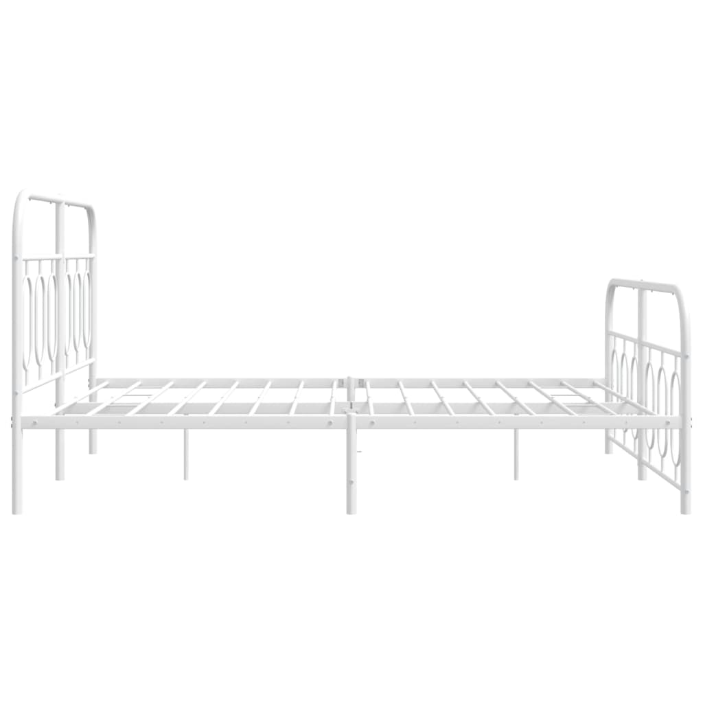 Metal Bed Frame without Mattress with Footboard White 135x190cm