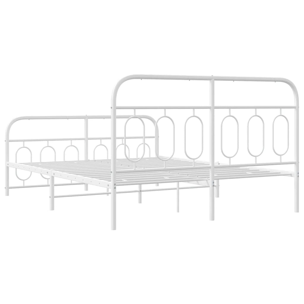 Metal Bed Frame without Mattress with Footboard White 140x200cm
