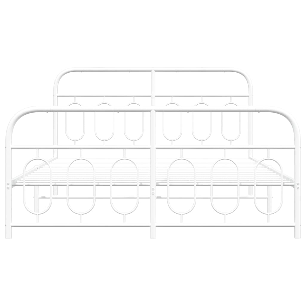 Metal Bed Frame without Mattress with Footboard White 150x200cm