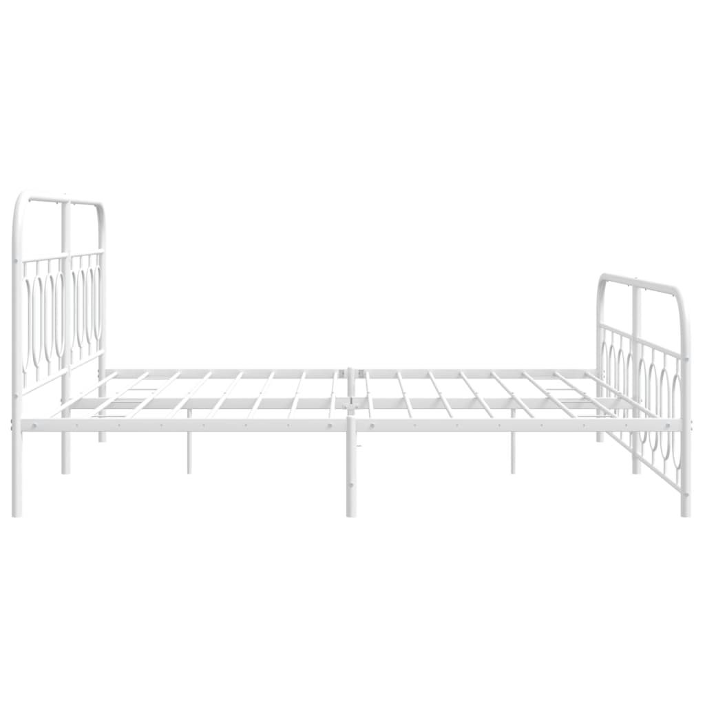 Metal Bed Frame without Mattress with Footboard White 183x213cm