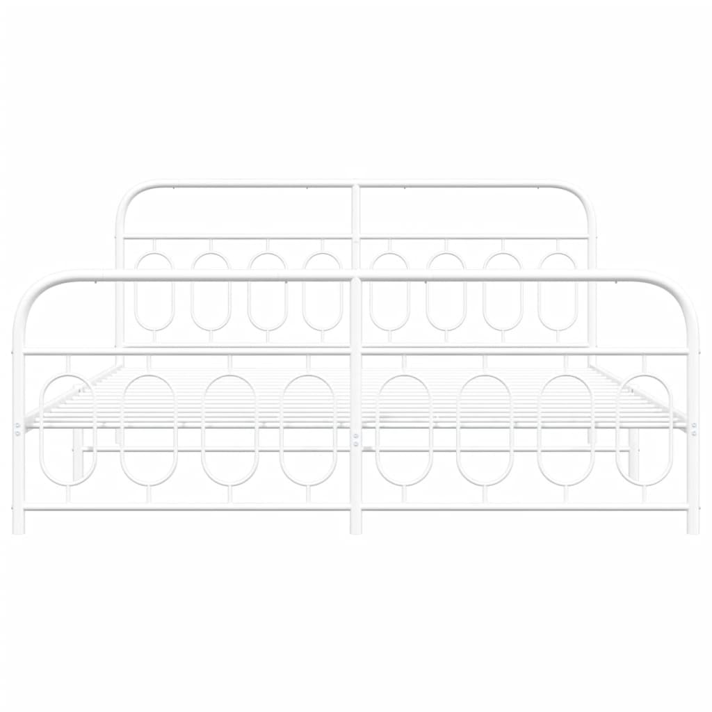 Metal Bed Frame without Mattress with Footboard White 193x203cm