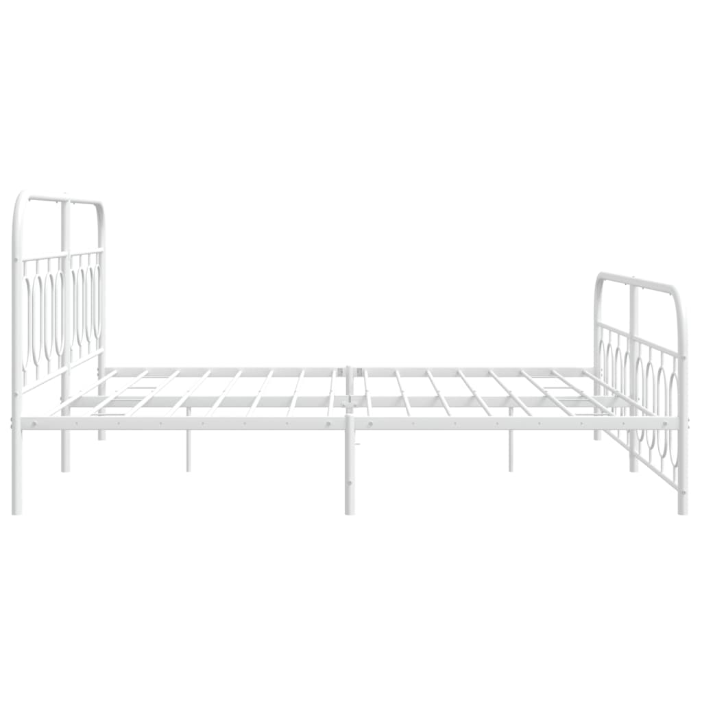 Metal Bed Frame without Mattress with Footboard White 193x203cm