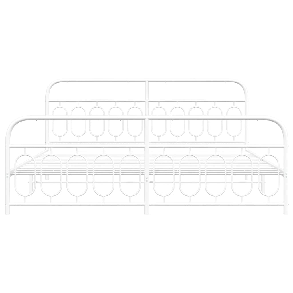 Metal Bed Frame without Mattress with Footboard White 200x200cm