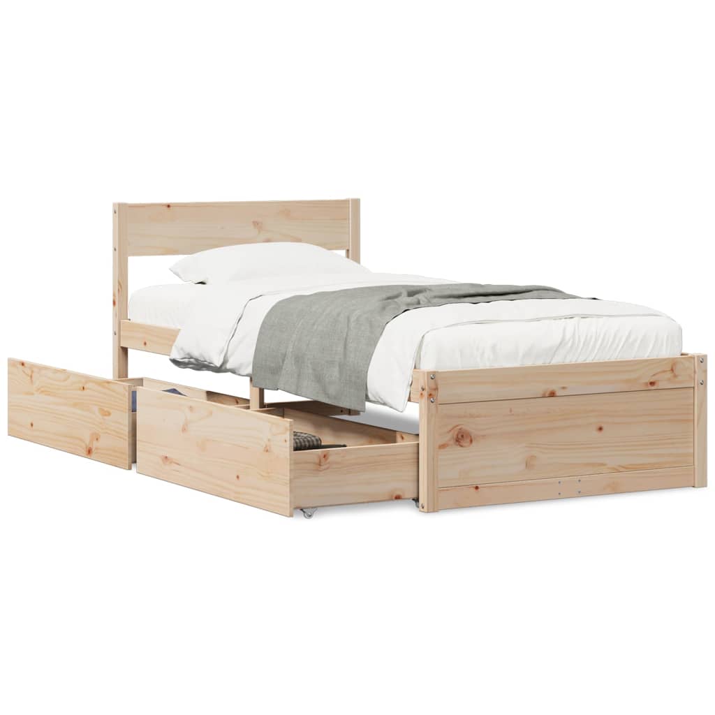Bed Frame without Mattress 100x200 cm Solid Wood Pine