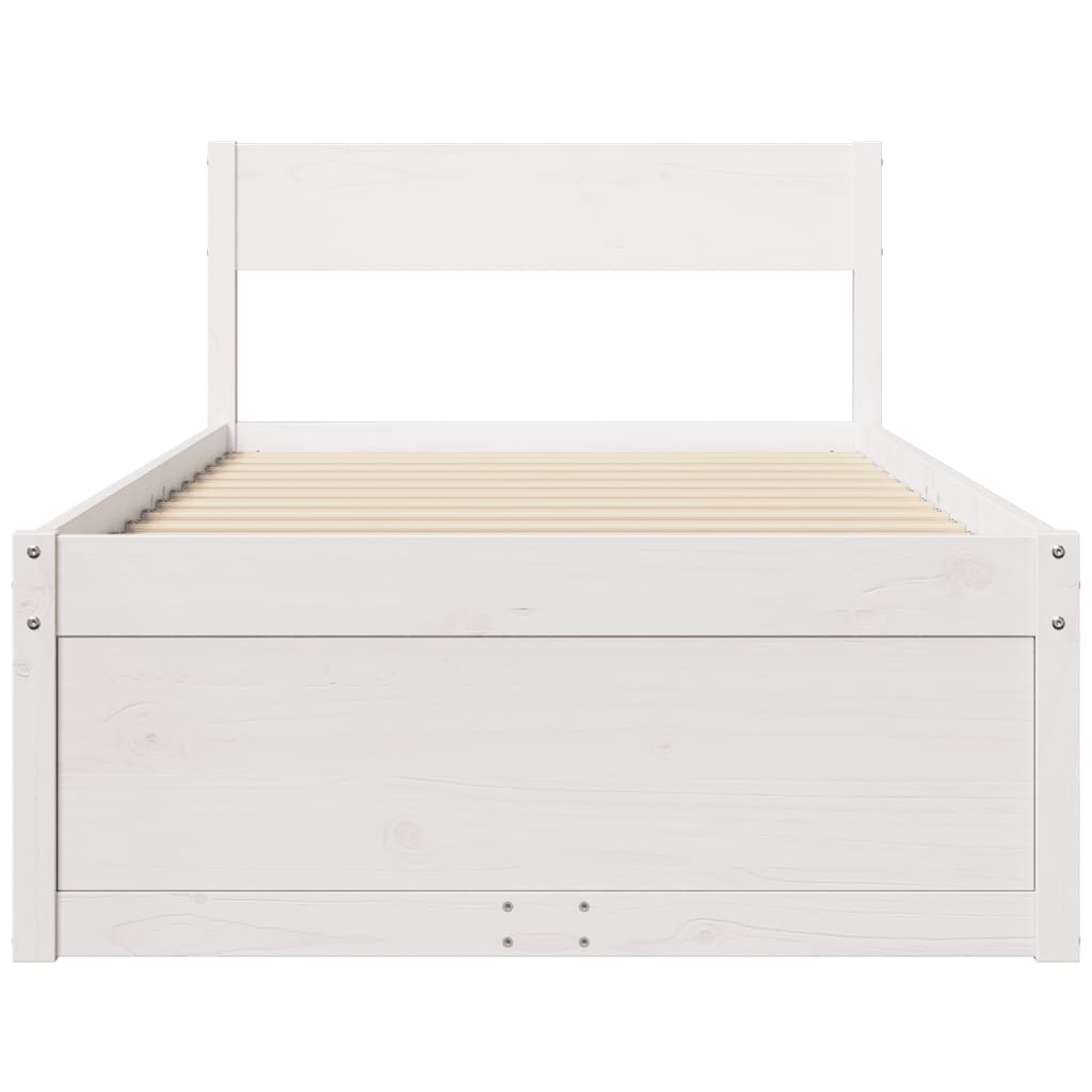 Bed Frame without Mattress White 100x200 cm Solid Wood Pine