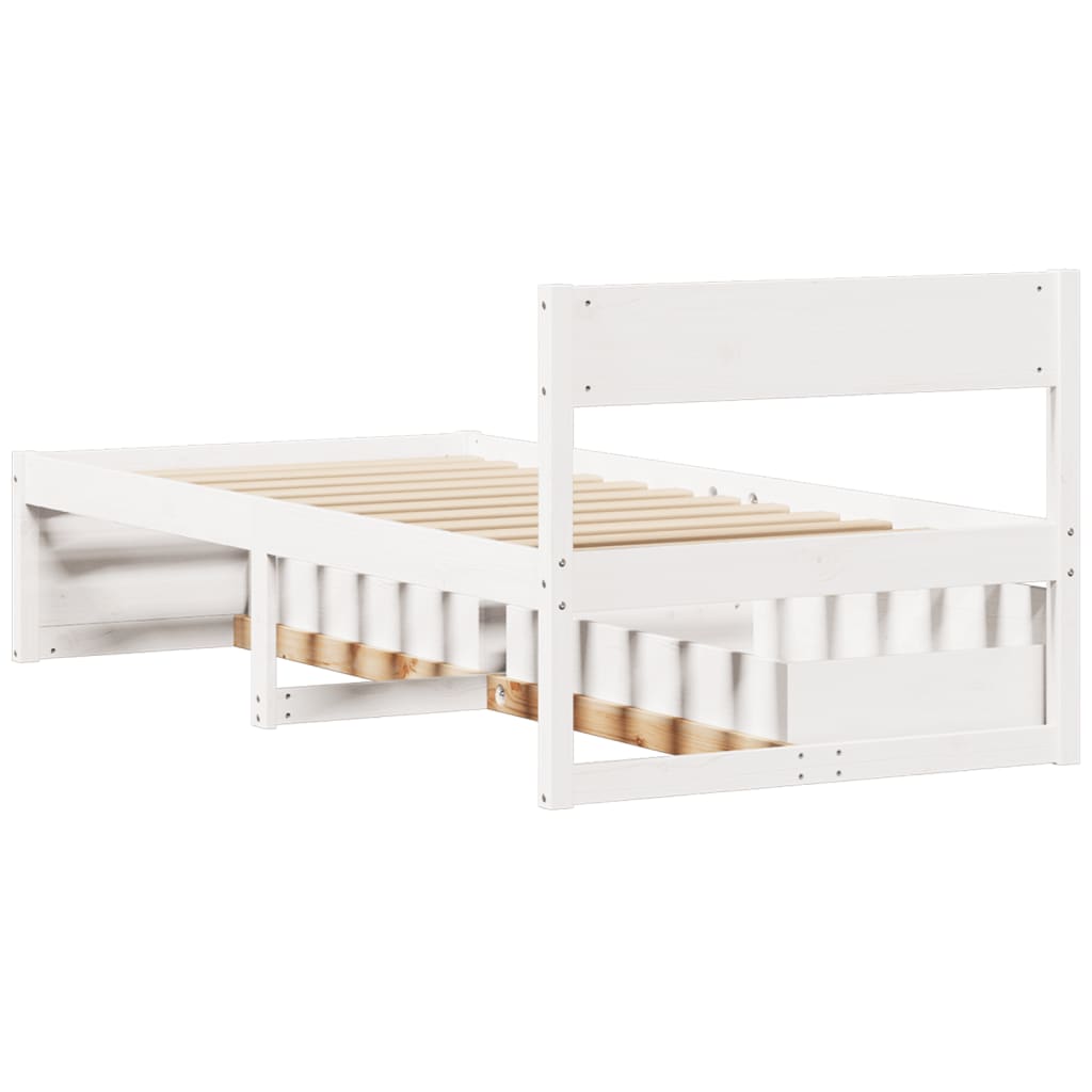 Bed Frame without Mattress White 100x200 cm Solid Wood Pine