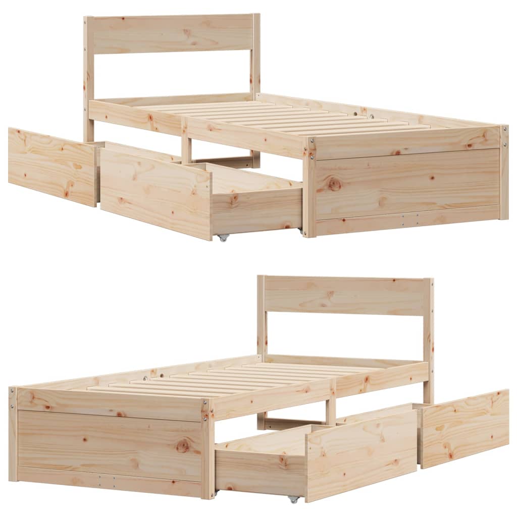 Bed Frame without Mattress 90x200 cm Solid Wood Pine