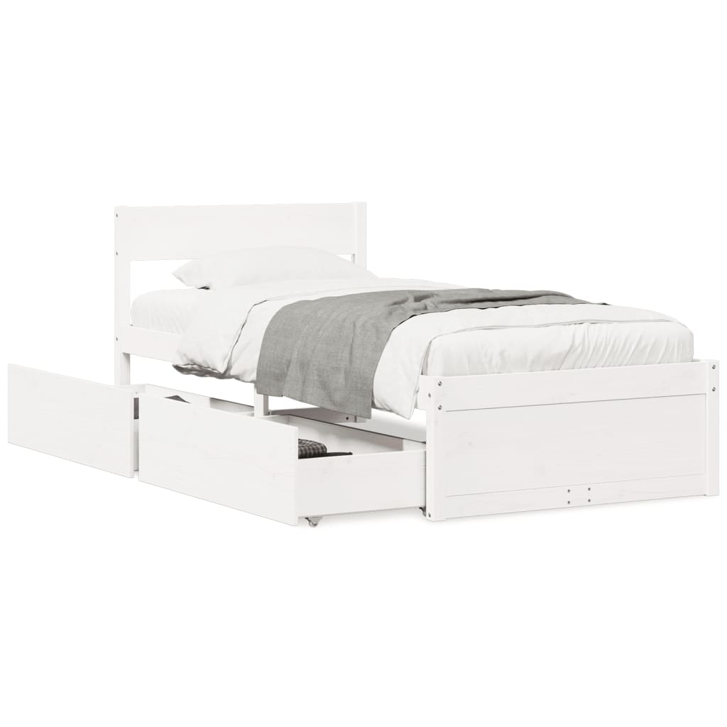 Bed Frame without Mattress White 90x200 cm Solid Wood Pine