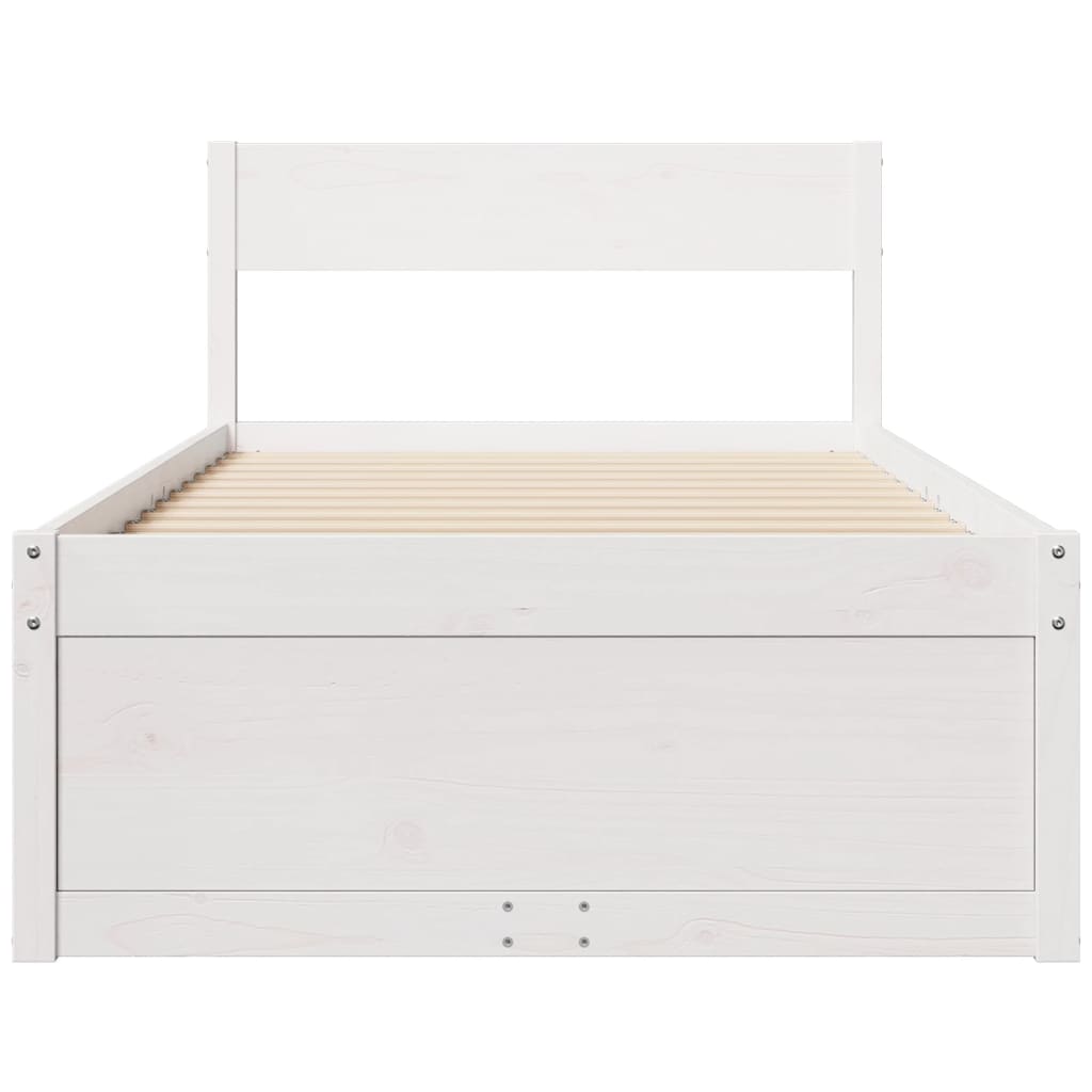 Bed Frame without Mattress White 90x200 cm Solid Wood Pine