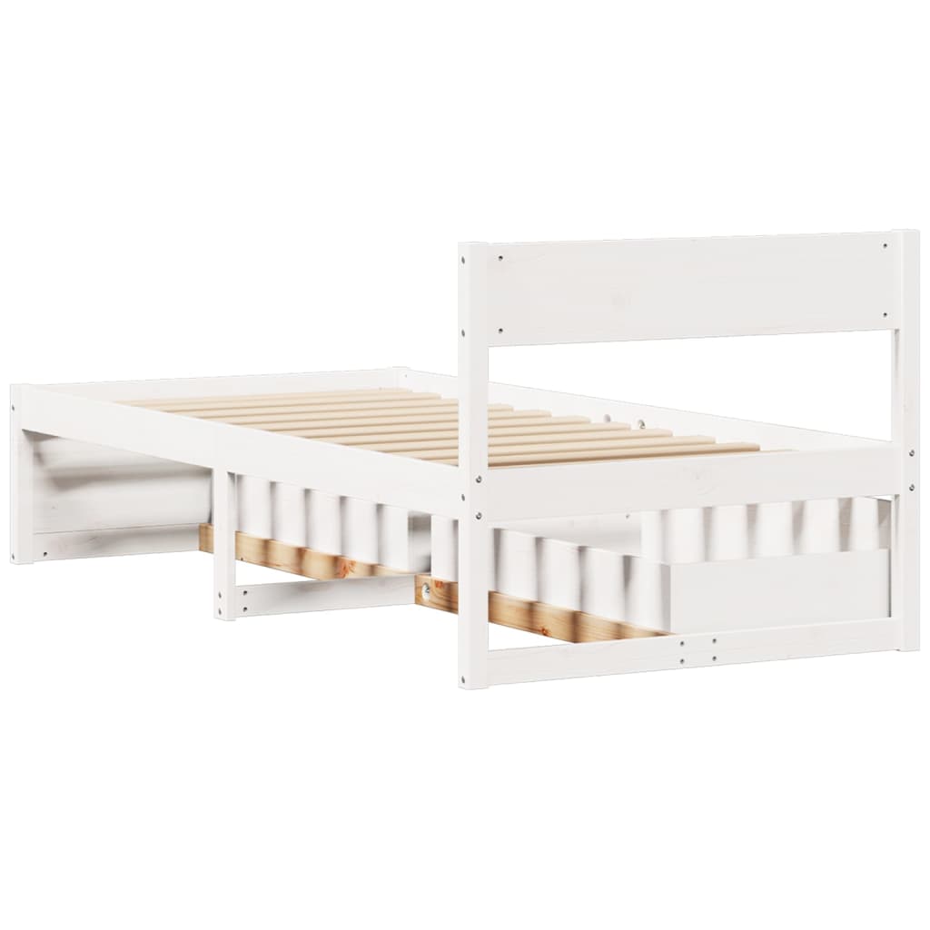 Bed Frame without Mattress White 90x200 cm Solid Wood Pine