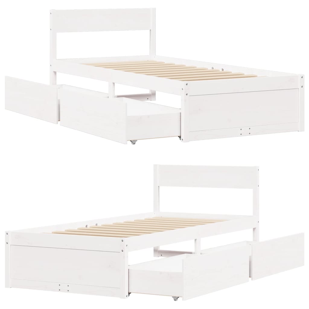 Bed Frame without Mattress White 90x200 cm Solid Wood Pine