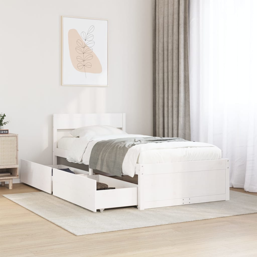 Bed Frame without Mattress White 90x200 cm Solid Wood Pine