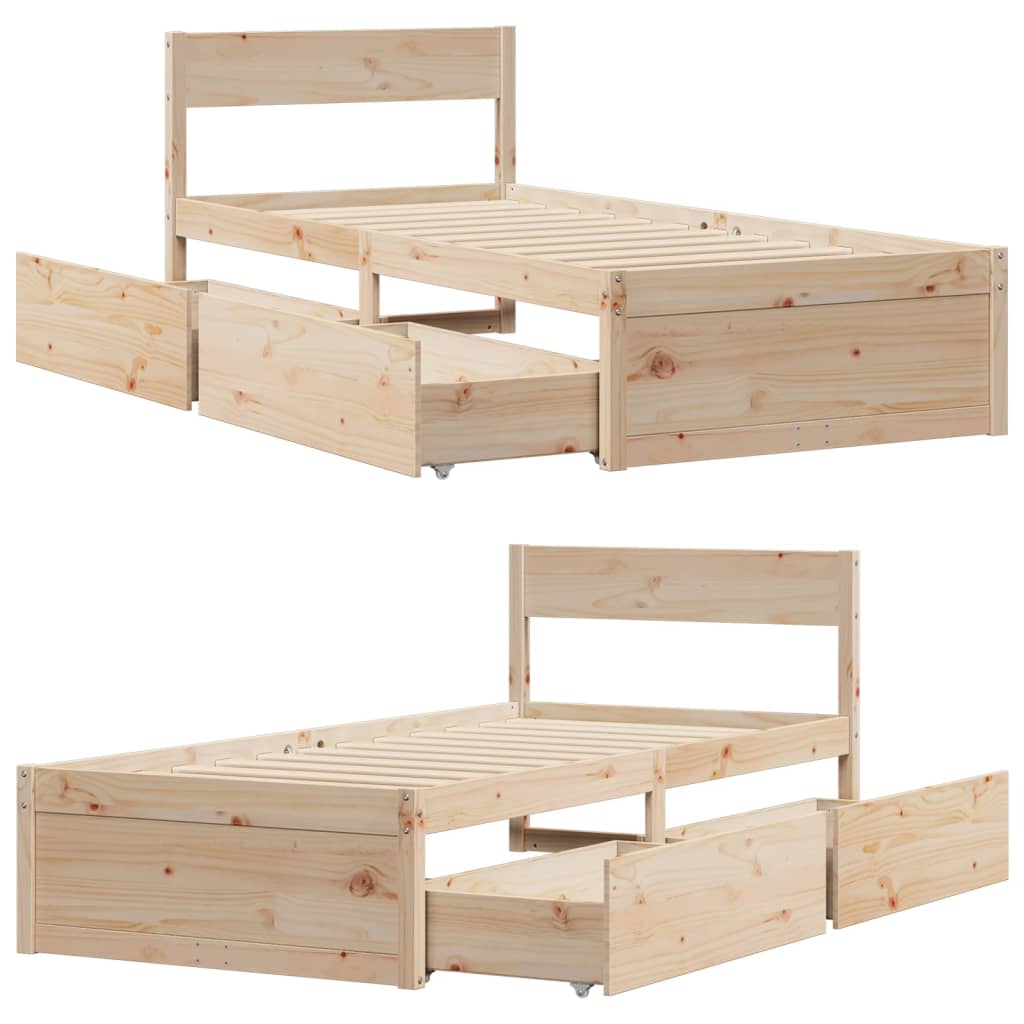 Bed Frame without Mattress 90x190 cm Single Solid Wood Pine