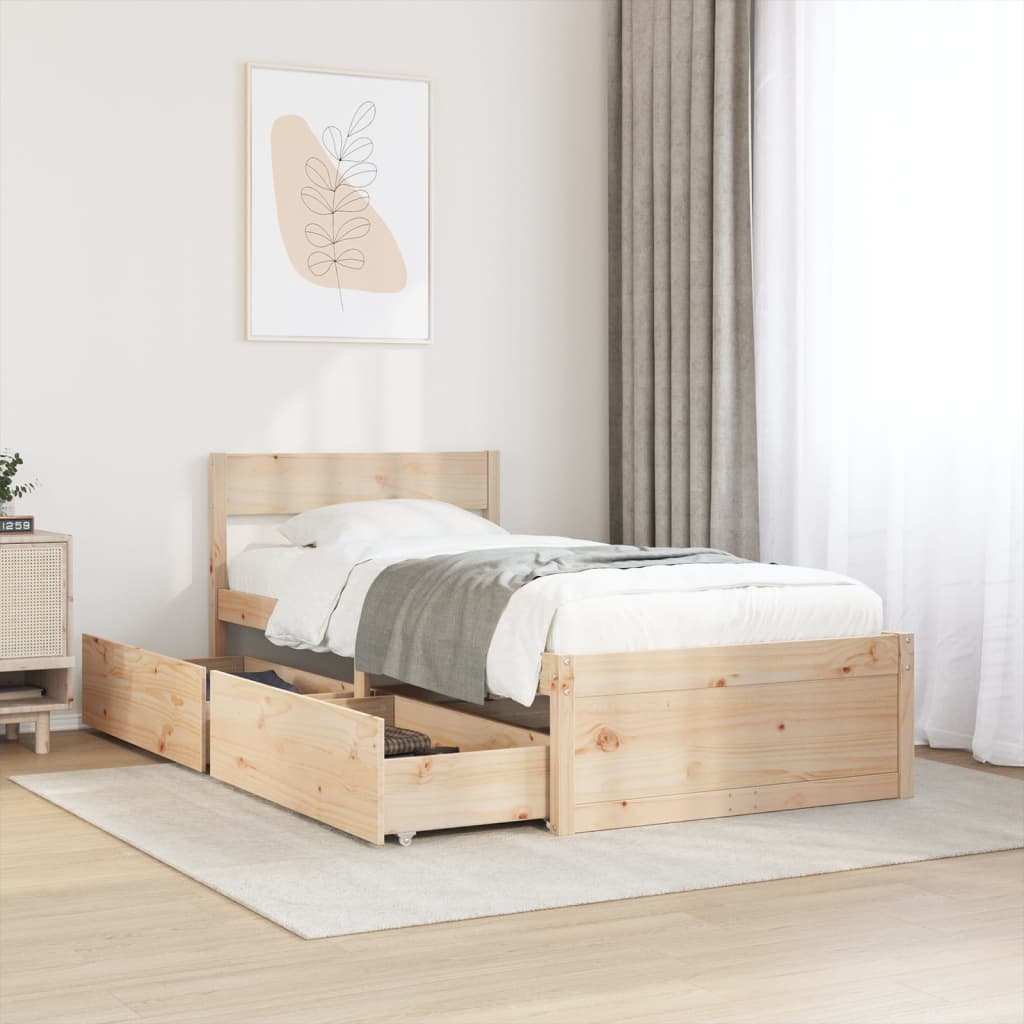 Bed Frame without Mattress 90x190 cm Single Solid Wood Pine