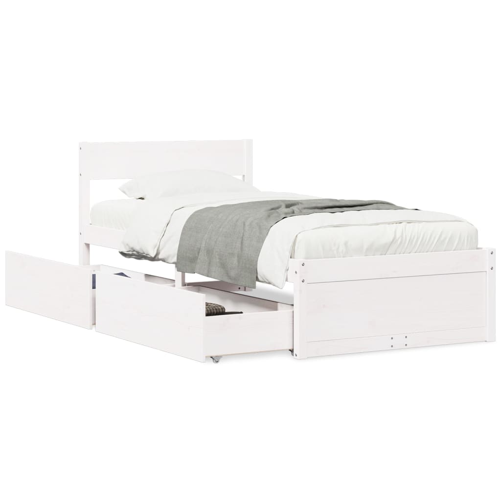 Bed Frame without Mattress White 90x190 cm Single Solid Wood Pine