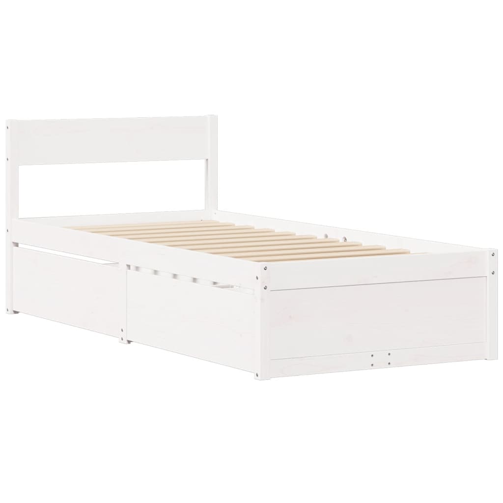 Bed Frame without Mattress White 90x190 cm Single Solid Wood Pine