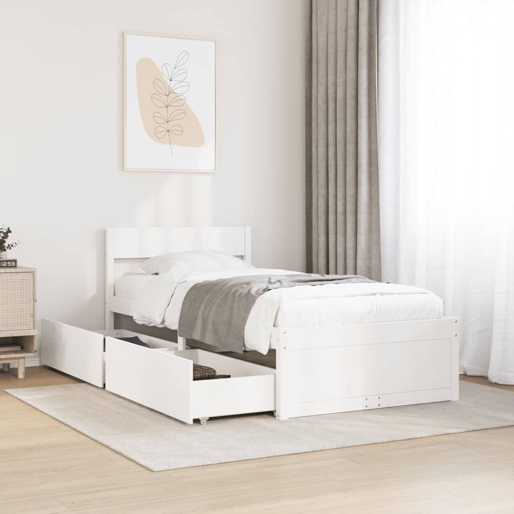 Bed Frame without Mattress White 90x190 cm Single Solid Wood Pine