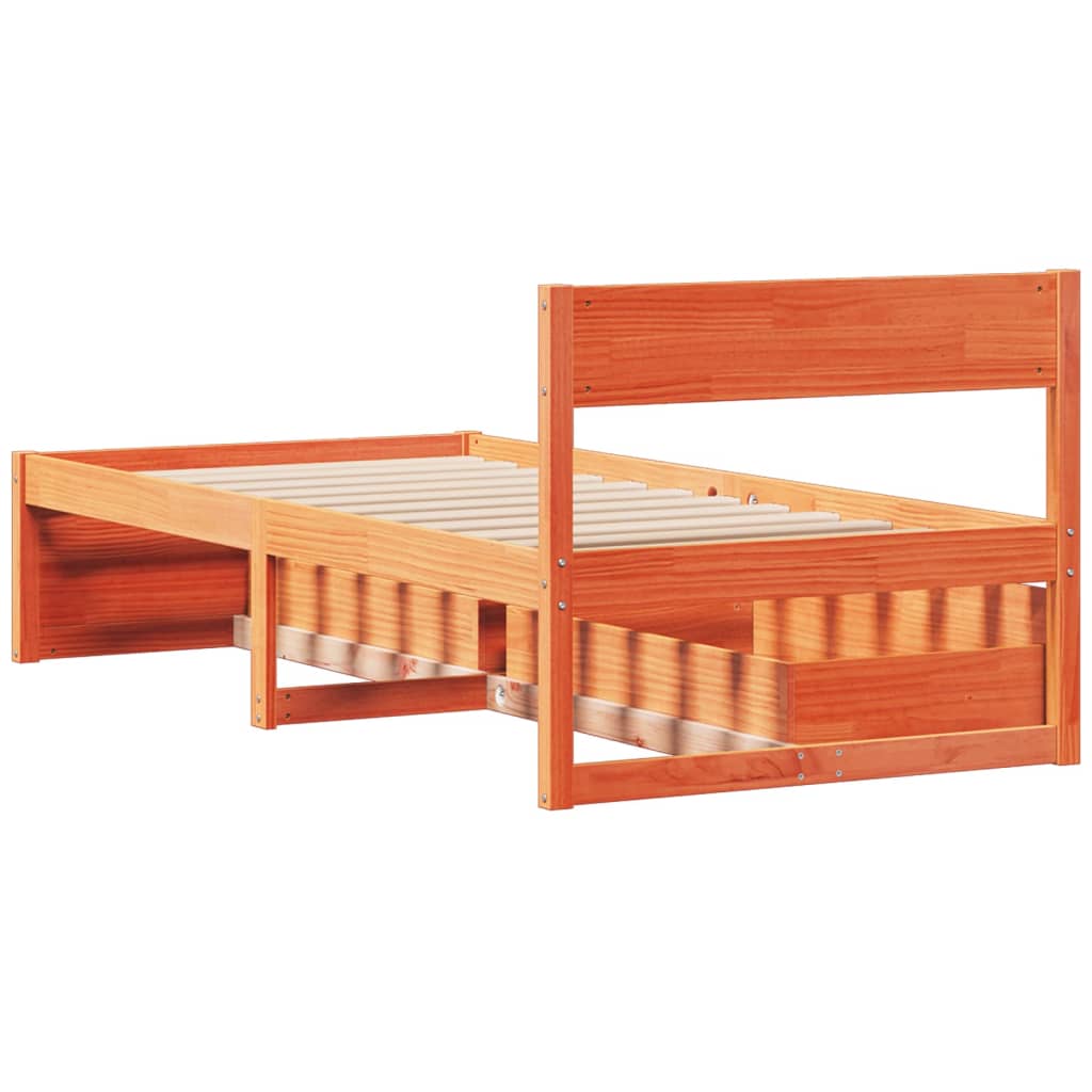 Bed Frame without Mattress Wax Brown 90x190 cm Single Solid Wood Pine