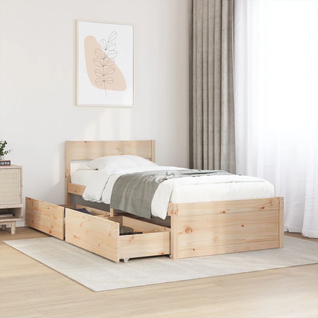 Bed Frame without Mattress 75x190 cm Small Single Solid Wood Pine