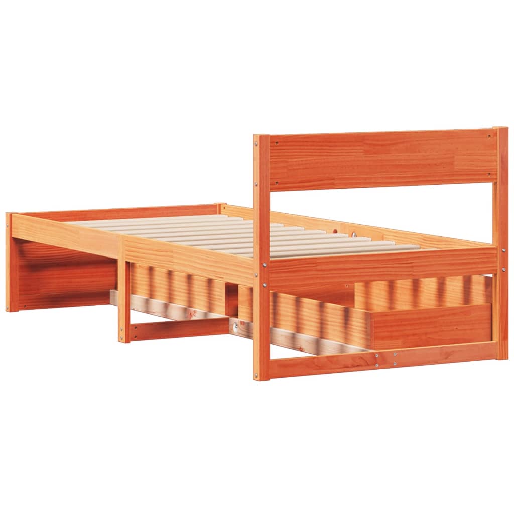 Bed Frame without Mattress Wax Brown 75x190 cm Small Single Solid Wood Pine