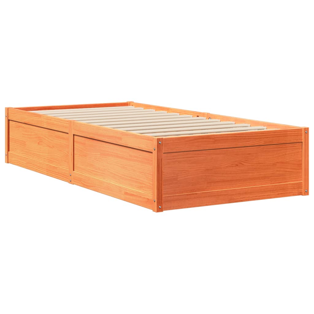 Bed Frame without Mattress Wax Brown 90x200 cm Solid Wood Pine