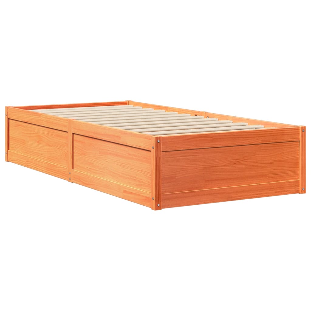 Bed Frame without Mattress Wax Brown 75x190 cm Small Single Solid Wood Pine